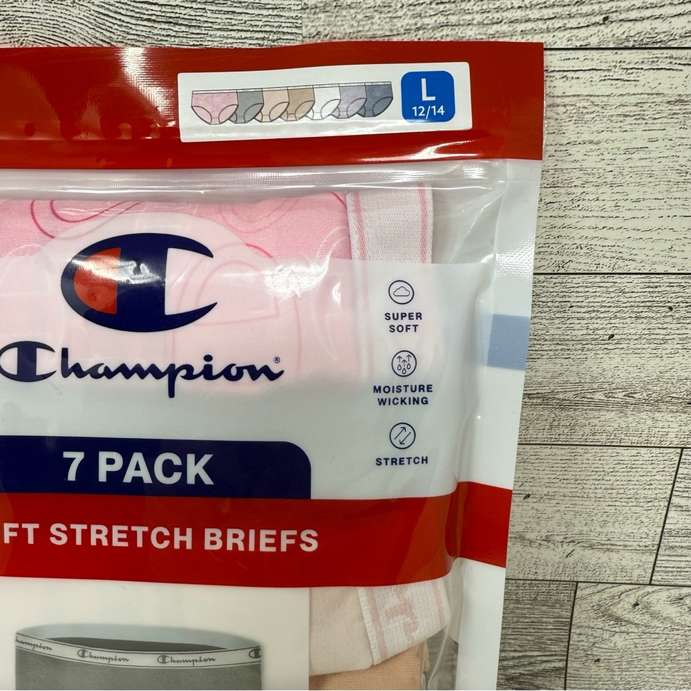 NIP-7 Pack Champion Briefs For Girls Size Large 12-14 New Tagless Multi-Color - Picture 2 of 4